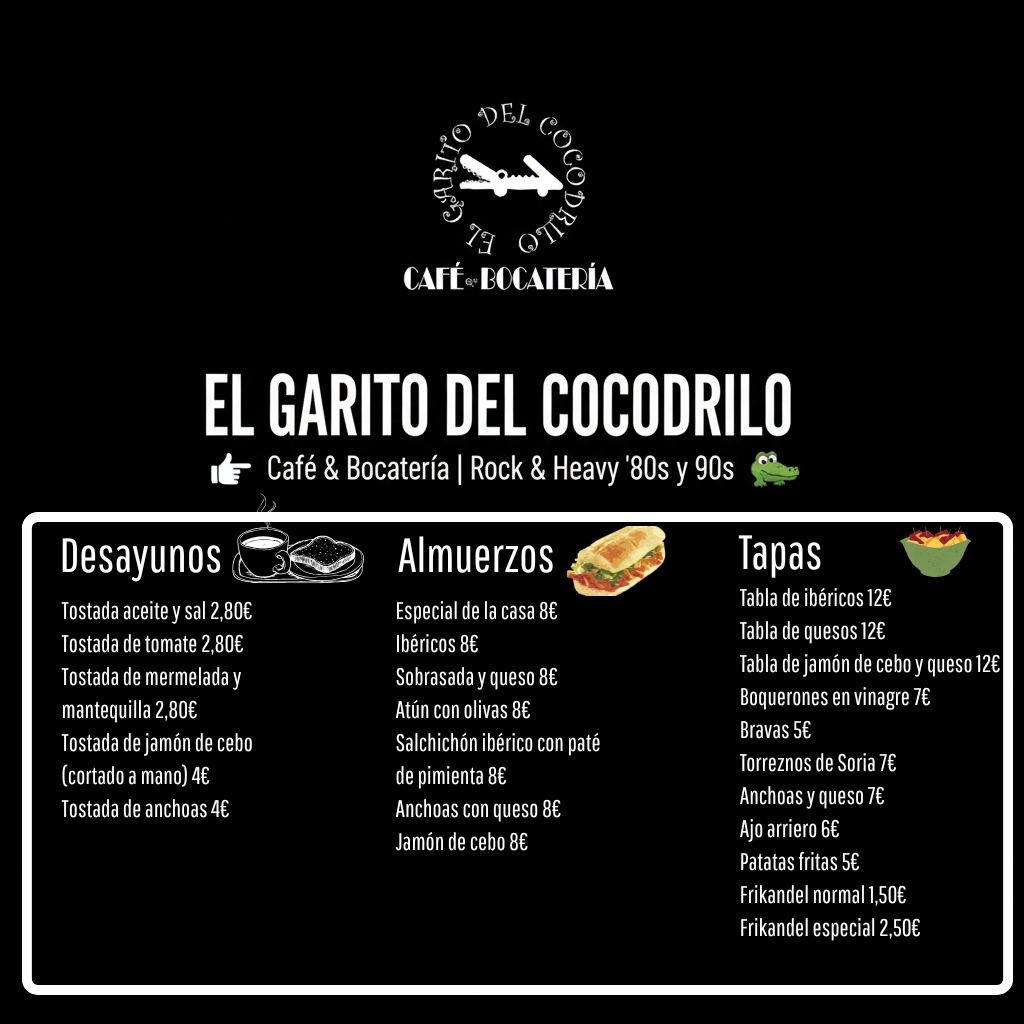 Carta Comida - El Garito del Cocodrilo
